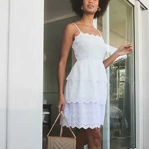 NWT Express Tiered Lace Fit and Flare White Dress. XS